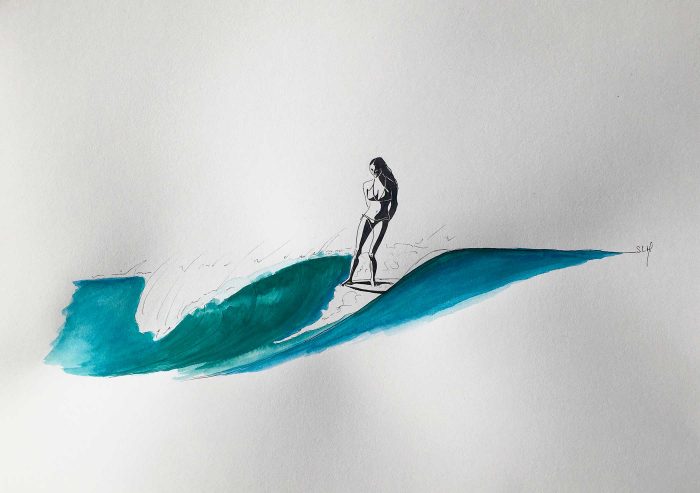 Casual Hang Five Encre et Aquarelle sur papier A3 (29,7cm x 42cm) 2018