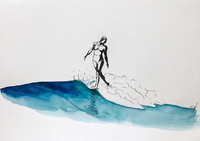 Looking Back Encre et Aquarelle sur papier A4 (24cm x 29,7cm) 2018