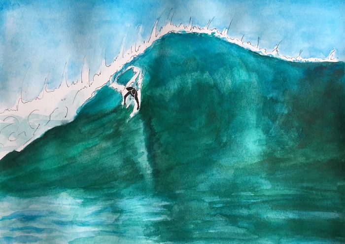 Sao Conrado Beach Encre et Aquarelle sur papier A4 (24cm x 29,7cm) 2018