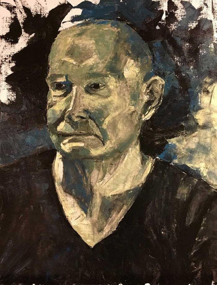 Phil Peinture à l’huile au couteau sur Carton entoilé 45,7 cm x 35,6 cm 2018