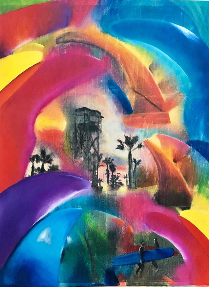 “Barceloneta” Mixed Media/ Oil on Wood 45cm x 60cm 2017